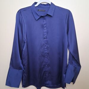 M&S Collection ladies bright blue long sleeve blouse top size 6 (UK 10)
